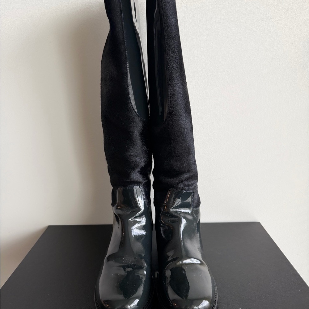 CHANEL Black Over the Knee Boots - Authentic